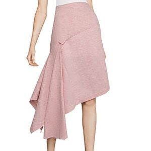 BCBGMAXAZRIA Pinstriped Asymmetric Skirt In Lipstick Red